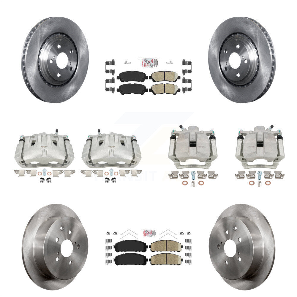 Front Rear Disc Brake Caliper Rotors And Ceramic Pads Kit (10Pc) For 2014 Toyota Highlander Hybrid Limited with FULL HYBRID EV-GAS (FHEV) engine KC8-103023N by Transit Auto