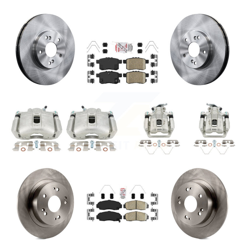 Front Rear Disc Brake Caliper Rotors & Ceramic Pad Kit (10Pc) For Honda Accord Acura TSX KC8-103031N