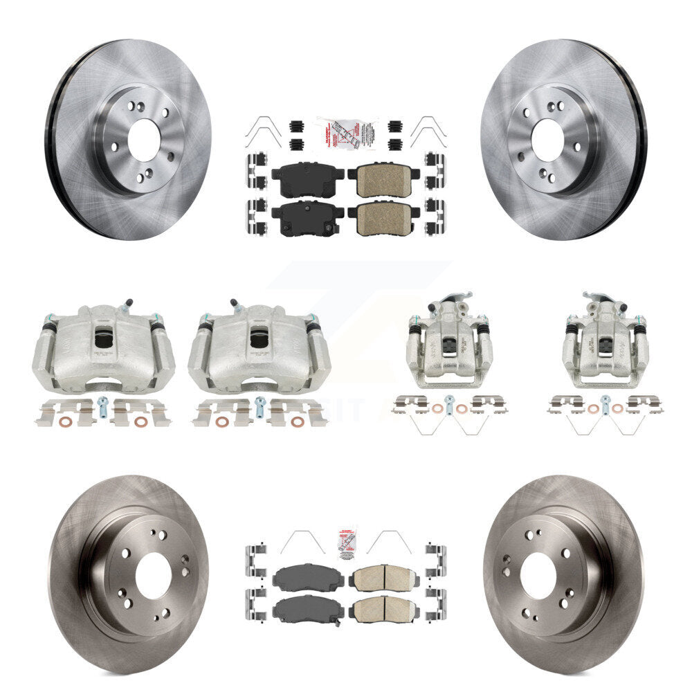 Front Rear Disc Brake Caliper Rotors & Ceramic Pad Kit (10Pc) For Honda Accord Acura TSX KC8-103032N