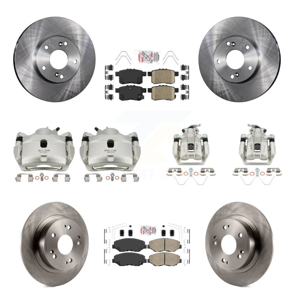 Front Rear Disc Brake Caliper Rotors And Ceramic Pads Kit (10Pc) For Honda Accord KC8-103034N