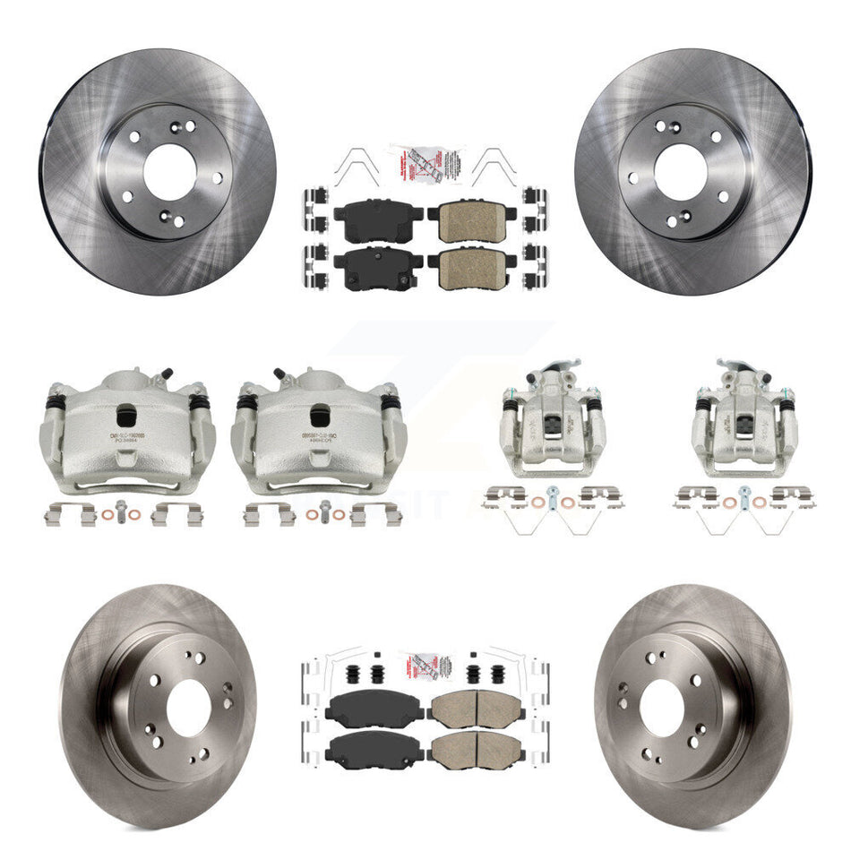 Front Rear Disc Brake Caliper Rotors And Ceramic Pads Kit (10Pc) For Honda Accord KC8-103034N