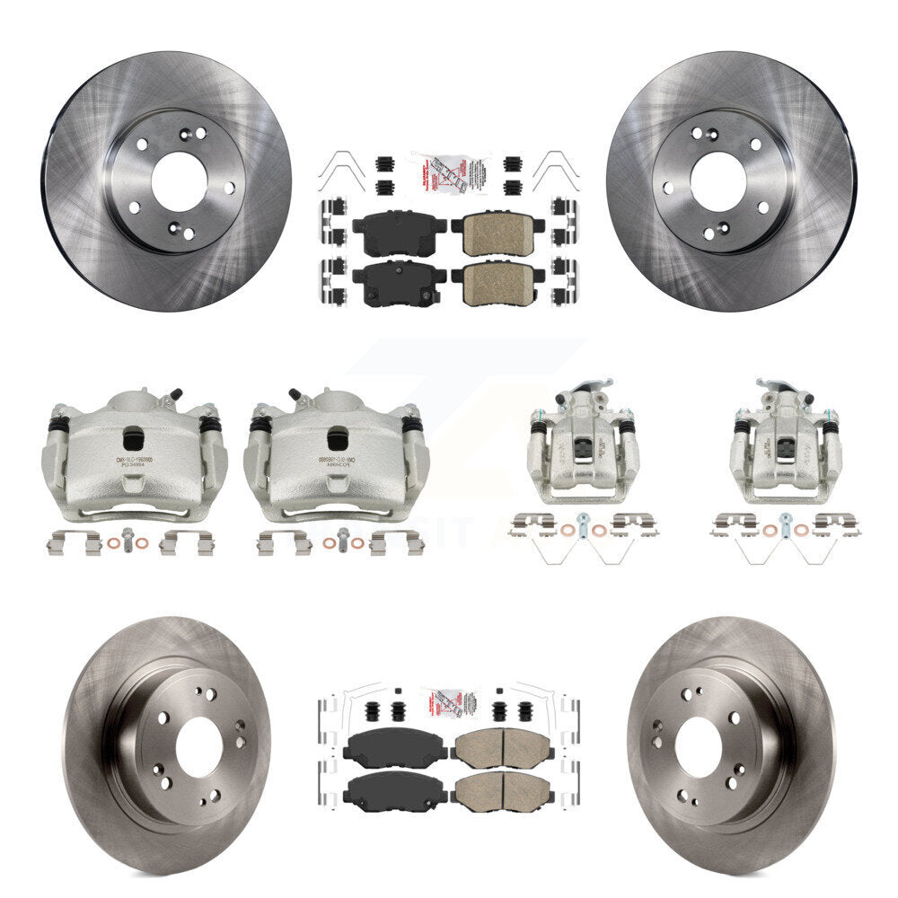 Front Rear Disc Brake Caliper Rotors And Ceramic Pads Kit (10Pc) For Honda Accord KC8-103036N