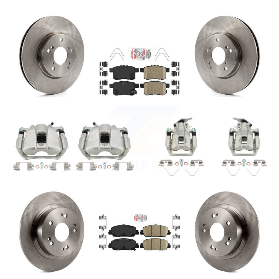 Front Rear Disc Brake Caliper Rotors And Ceramic Pads Kit (10Pc) For Honda Accord KC8-103037N