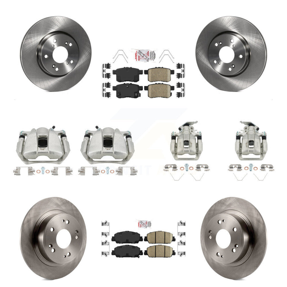 Front Rear Disc Brake Caliper Rotors And Ceramic Pads Kit (10Pc) For Honda Accord KC8-103041N