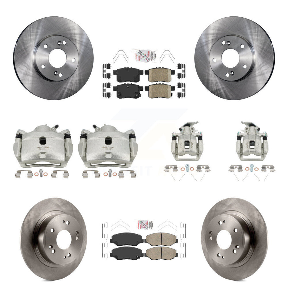 Front Rear Disc Brake Caliper Rotor Ceramic Pad Kit (10Pc) For Honda Accord LX with 2.4L KC8-103045N