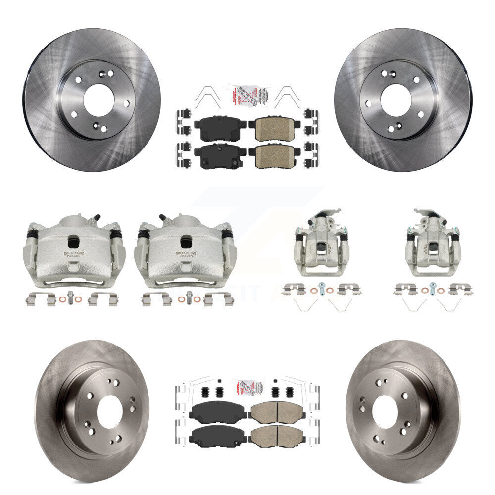 Front Rear Disc Brake Caliper Rotor Ceramic Pad Kit (10Pc) For Honda Accord LX with 2.4L KC8-103046N