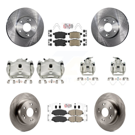 Front Rear Disc Brake Caliper Rotor Ceramic Pad Kit (10Pc) For Honda Accord LX with 2.4L KC8-103046N