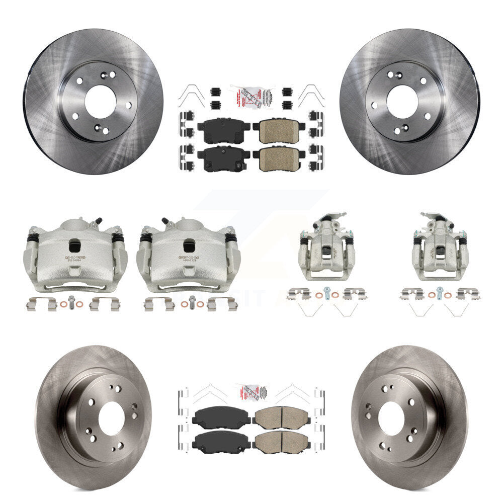 Front Rear Disc Brake Caliper Rotor Ceramic Pad Kit (10Pc) For Honda Accord LX with 2.4L KC8-103047N