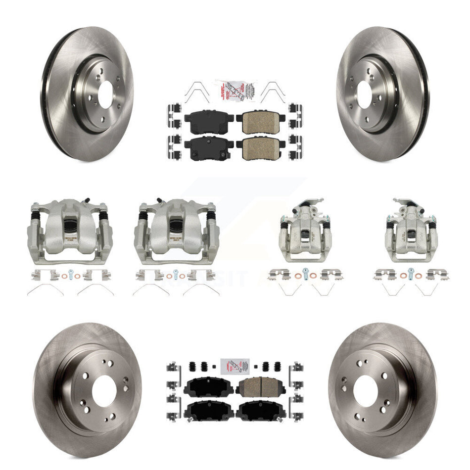 Front Rear Disc Brake Caliper Rotors And Ceramic Pads Kit (10Pc) For Honda Accord KC8-103049N
