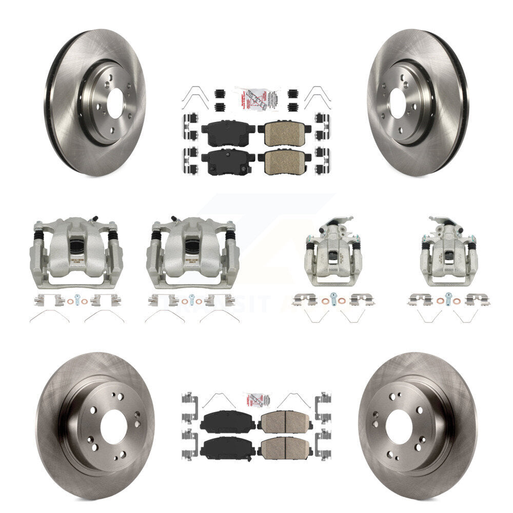 Front Rear Disc Brake Caliper Rotors And Ceramic Pads Kit (10Pc) For Honda Accord KC8-103052N