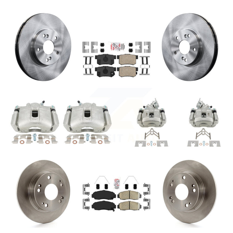 Front Rear Disc Brake Caliper Rotors & Ceramic Pad Kit (10Pc) For Honda Accord Acura TSX KC8-103063N