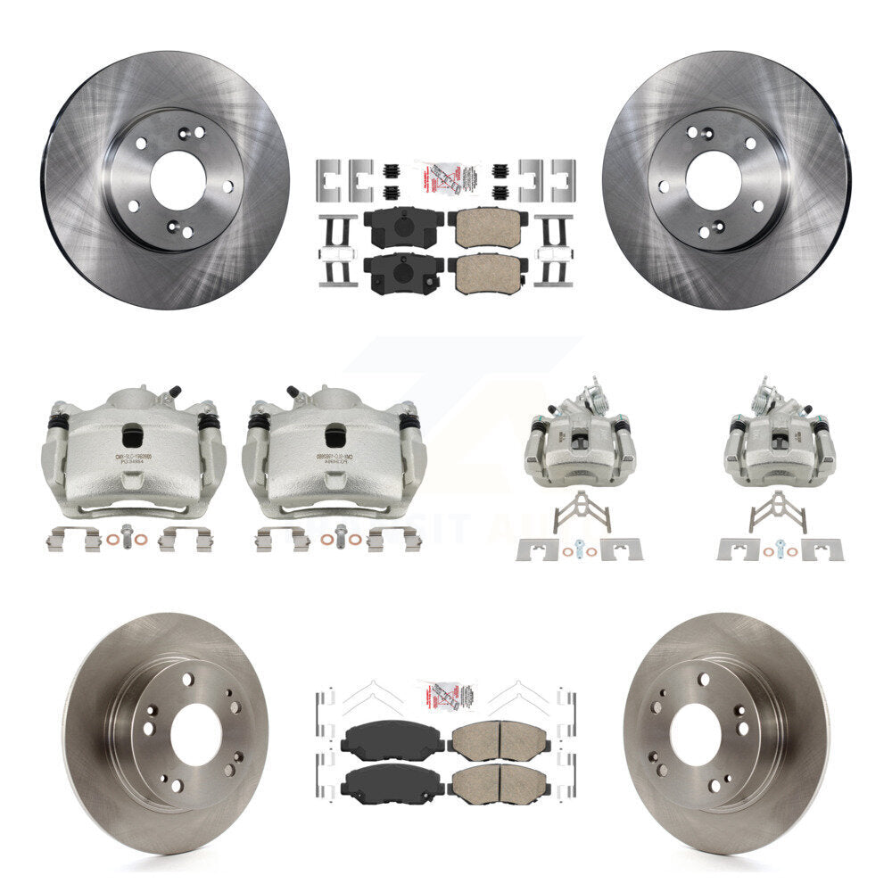 Front Rear Disc Brake Caliper Rotors And Ceramic Pads Kit (10Pc) For Honda Accord KC8-103069N