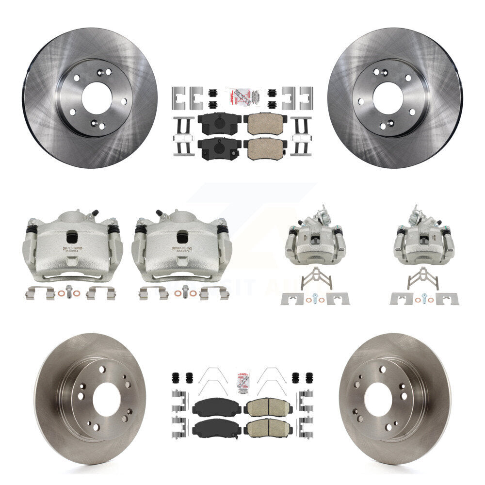 Front Rear Disc Brake Caliper Rotors And Ceramic Pads Kit (10Pc) For Honda Accord KC8-103071N