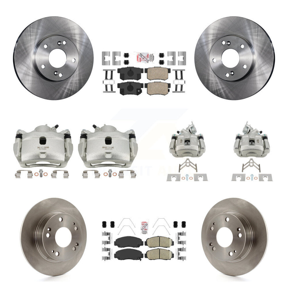 Front Rear Disc Brake Caliper Rotors And Ceramic Pads Kit (10Pc) For Honda Accord KC8-103071N