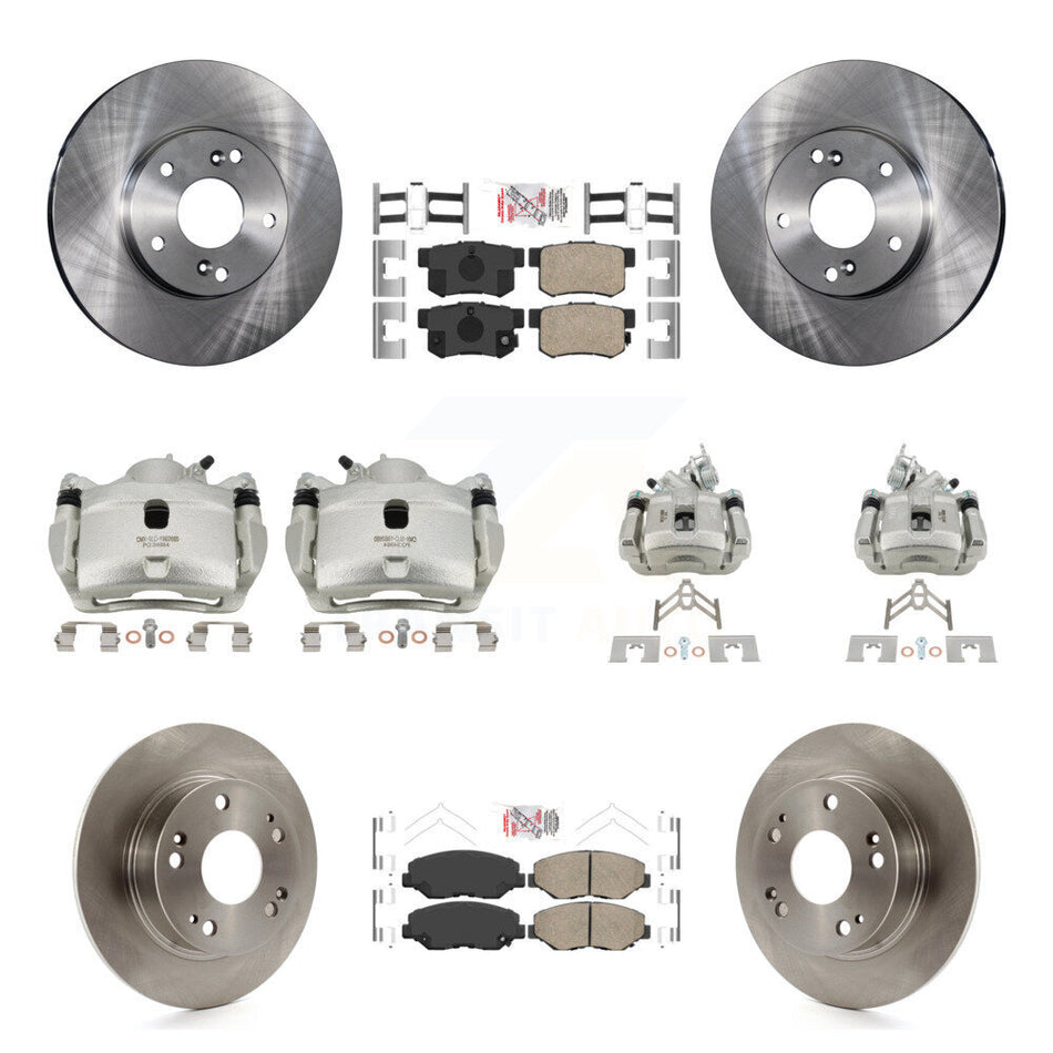 Front Rear Disc Brake Caliper Rotors And Ceramic Pads Kit (10Pc) For Honda Accord KC8-103073N