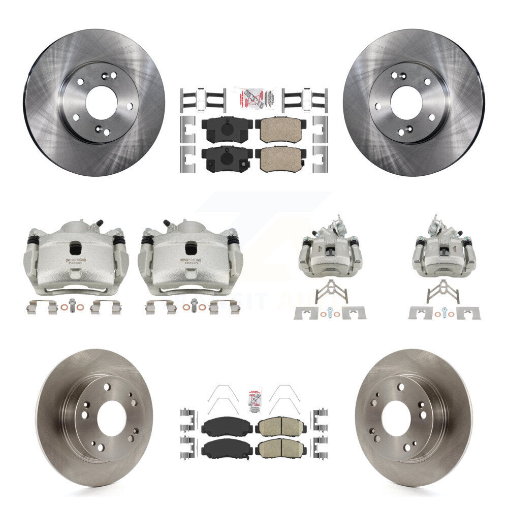 Front Rear Disc Brake Caliper Rotors And Ceramic Pads Kit (10Pc) For Honda Accord KC8-103074N