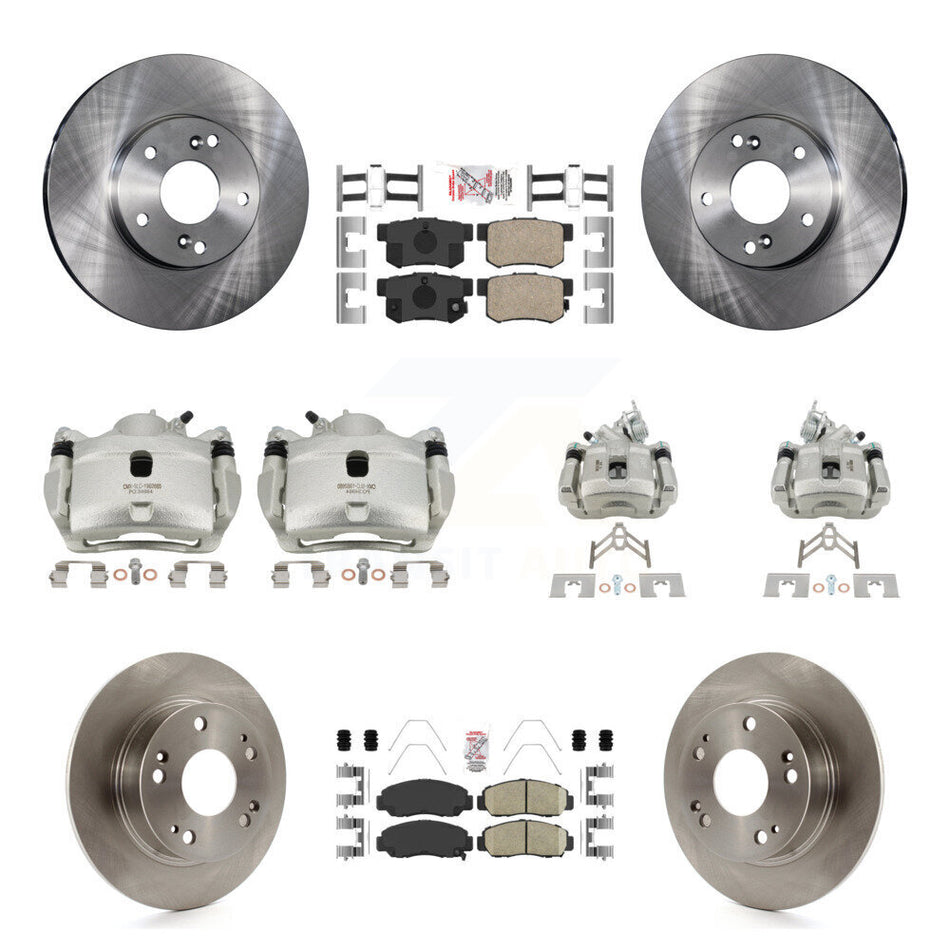 Front Rear Disc Brake Caliper Rotors And Ceramic Pads Kit (10Pc) For Honda Accord KC8-103075N