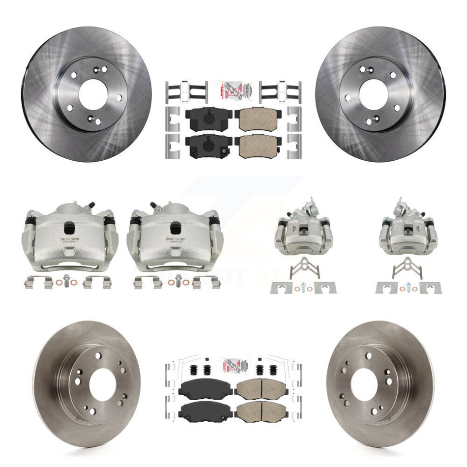 Front Rear Disc Brake Caliper Rotors And Ceramic Pads Kit (10Pc) For Honda Accord KC8-103076N