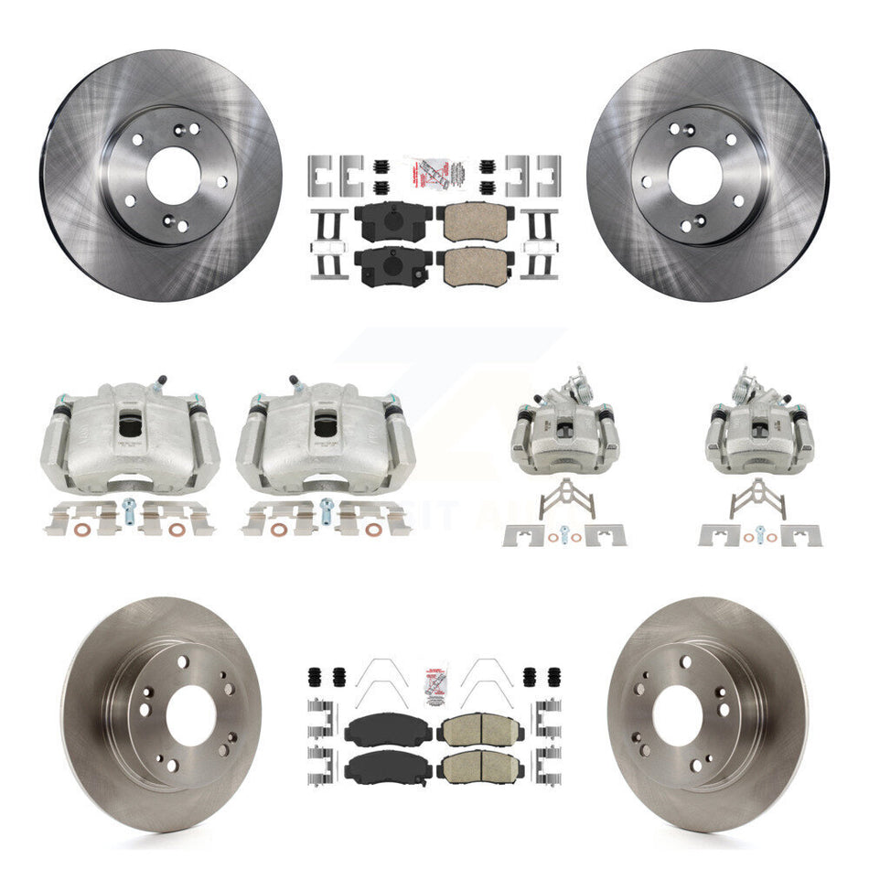 Front Rear Disc Brake Caliper Rotors And Ceramic Pads Kit (10Pc) For Honda Accord KC8-103084N