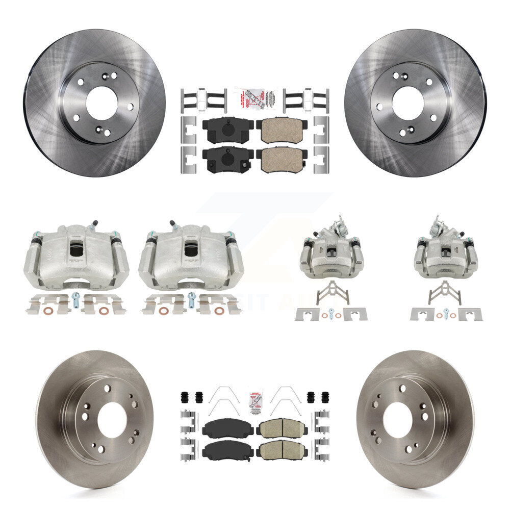 Front Rear Disc Brake Caliper Rotors And Ceramic Pads Kit (10Pc) For Honda Accord KC8-103086N