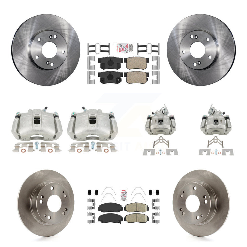 Front Rear Disc Brake Caliper Rotors And Ceramic Pads Kit (10Pc) For Honda Accord KC8-103086N