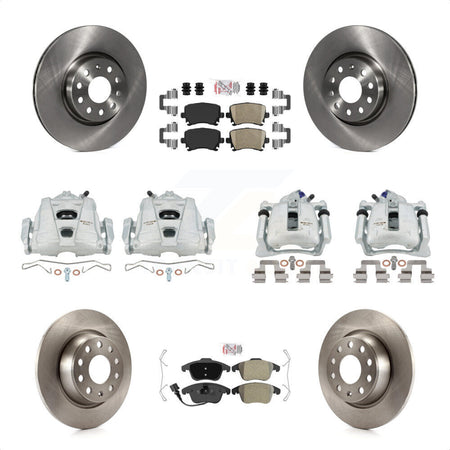 Front Rear Disc Brake Caliper Rotors And PADSMATERIAL Pads Kit (10Pc) For 2009-2011 Volkswagen Tiguan KC8-103087N by Transit Auto