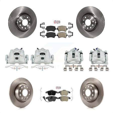 Front Rear Disc Brake Caliper Rotors And PADSMATERIAL Pads Kit (10Pc) For 2009-2011 Volkswagen Tiguan KC8-103088N by Transit Auto