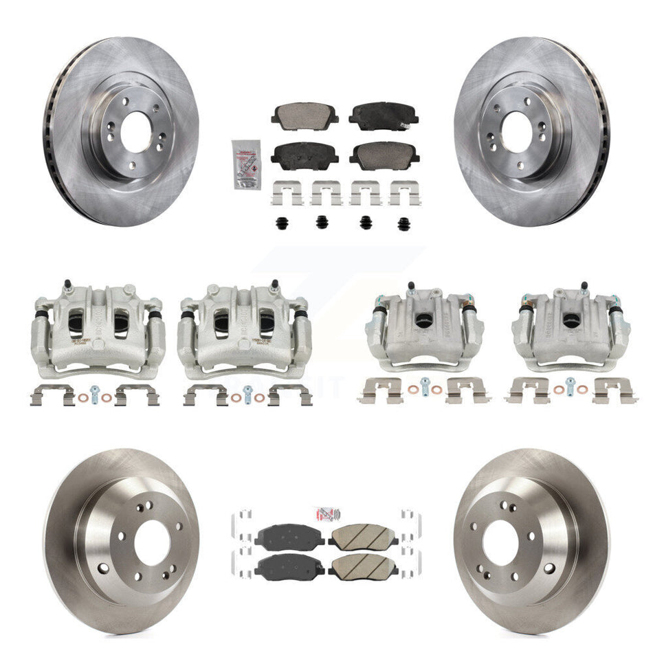 Front Rear Disc Brake Caliper Rotors Ceramic Pad Kit (10Pc) For Hyundai Santa Fe XL 3.3L KC8-103108N