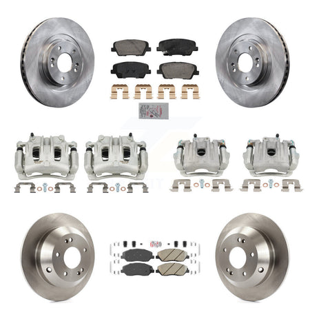 Front Rear Disc Brake Caliper Rotors Ceramic Pad Kit (10Pc) For Hyundai Santa Fe XL 3.3L KC8-103111N