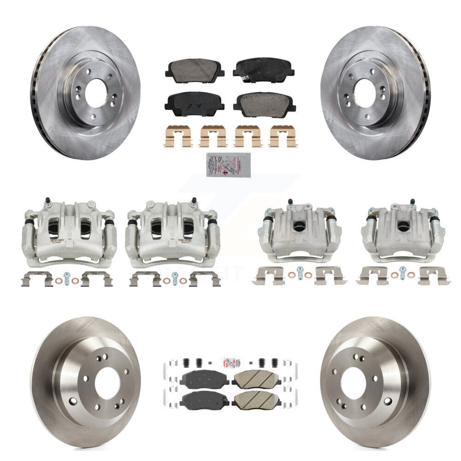 Front Rear Disc Brake Caliper Rotors Ceramic Pad Kit (10Pc) For Hyundai Santa Fe XL 3.3L KC8-103111N