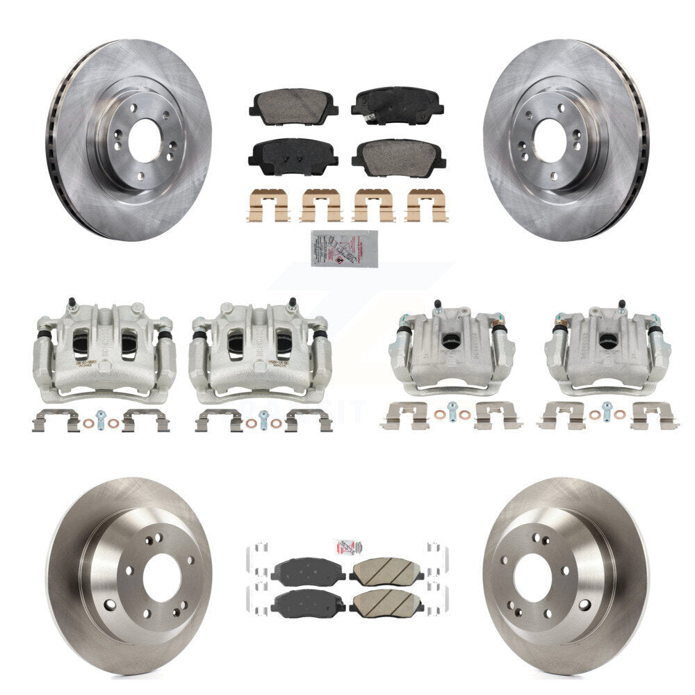 Front Rear Disc Brake Caliper Rotors Ceramic Pad Kit (10Pc) For Hyundai Santa Fe XL 3.3L KC8-103112N