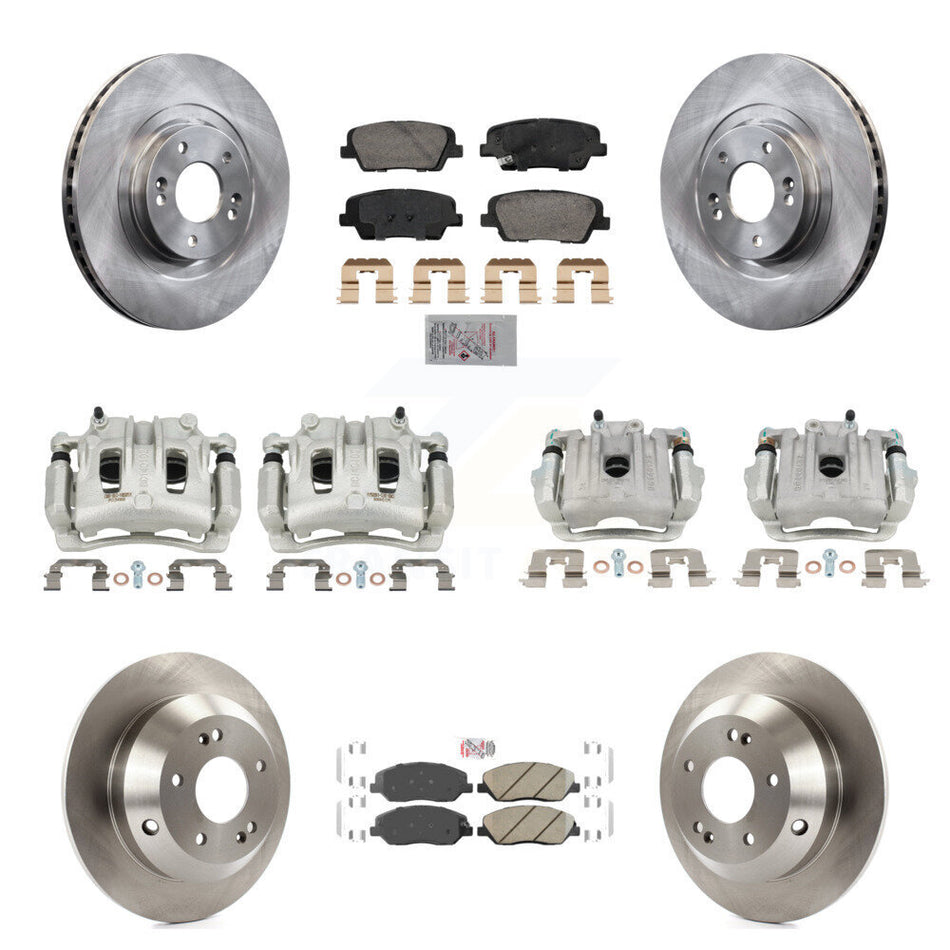 Front Rear Disc Brake Caliper Rotors Ceramic Pad Kit (10Pc) For Hyundai Santa Fe XL 3.3L KC8-103112N