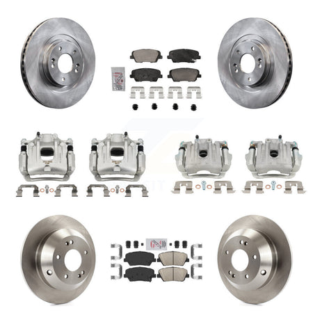 Front Rear Disc Brake Caliper Rotors & Ceramic Pad Kit (10Pc) For Hyundai Santa Fe Sport KC8-103120N