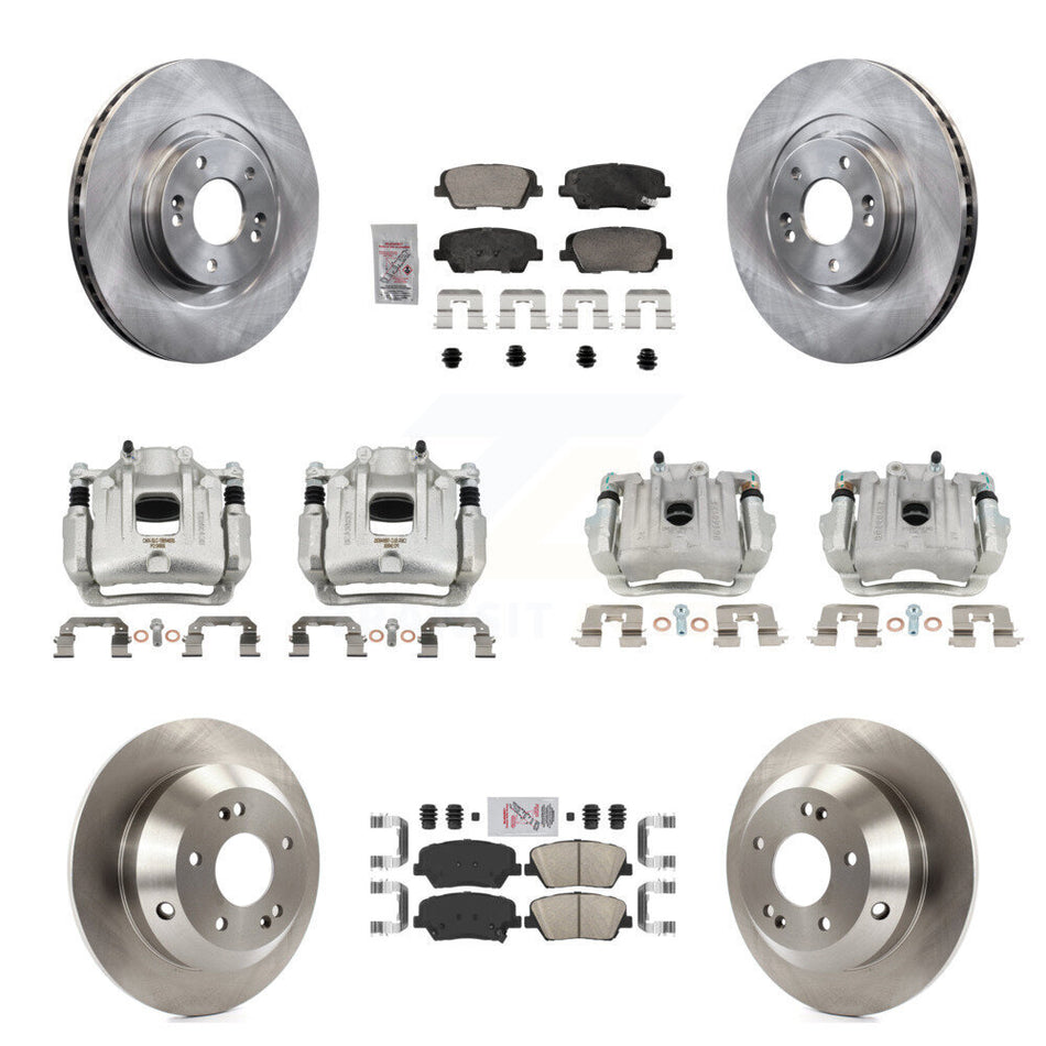 Front Rear Disc Brake Caliper Rotors & Ceramic Pad Kit (10Pc) For Hyundai Santa Fe Sport KC8-103120N