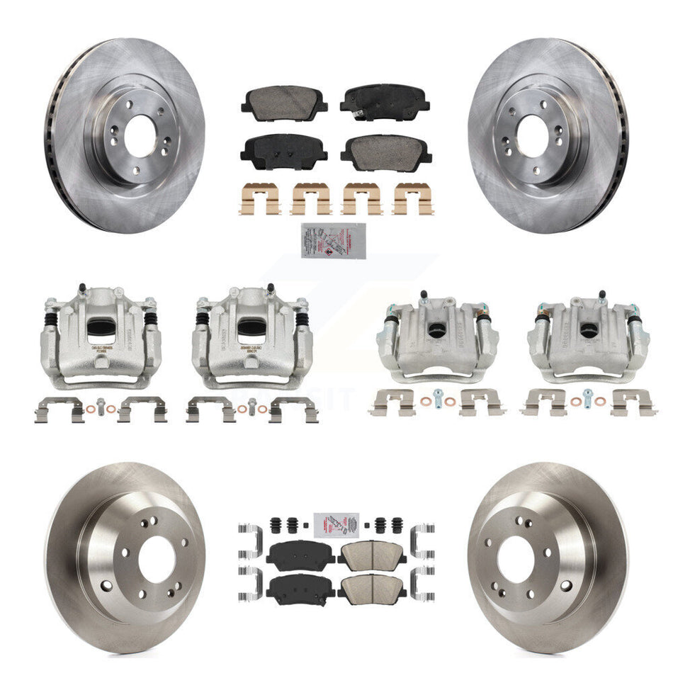 Front Rear Disc Brake Caliper Rotors & Ceramic Pad Kit (10Pc) For Hyundai Santa Fe Sport KC8-103124N