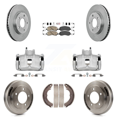 Front Rear Disc Brake Caliper Rotors Drums Ceramic Pads Kit (8Pc) For Mitsubishi Lancer KC8-103125N