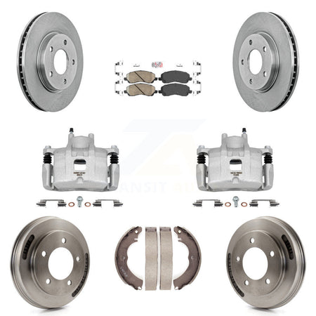 Front Rear Disc Brake Caliper Rotors Drums Ceramic Pads Kit (8Pc) For Mitsubishi Lancer KC8-103126N