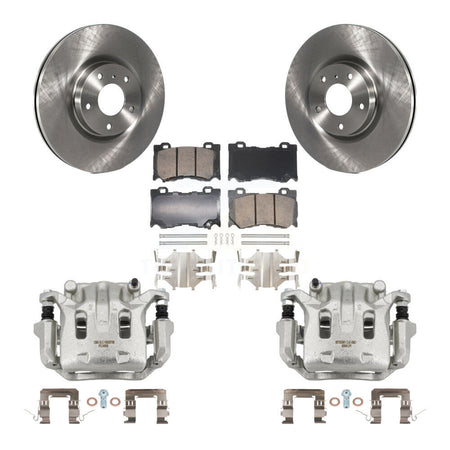 Front Brake Caliper Rotors Ceramic Pad Kit For 09-13 INFINITI G37 AWD With Brembo Brakes KC8-103139N