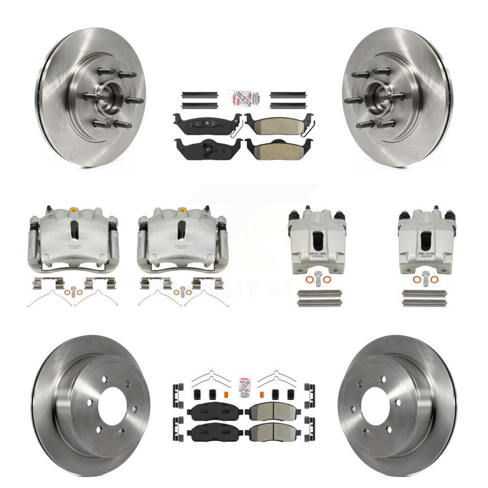 Front Rear Brake Caliper Rotors Semi-Metallic Pad Kit (10Pc) For Ford F-150 Lincoln Mark KC8-103147N