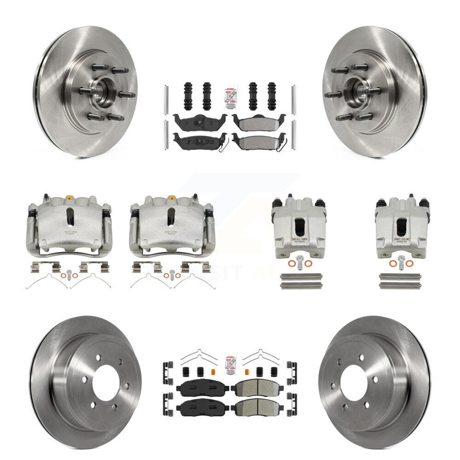 Front Rear Brake Caliper Rotors Semi-Metallic Pad Kit (10Pc) For Ford F-150 Lincoln Mark KC8-103149N