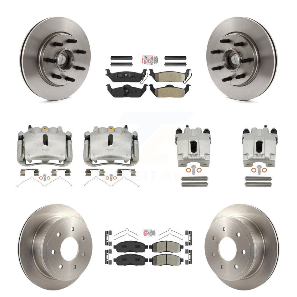 Front Rear Brake Caliper Rotors Semi-Metallic Pad Kit (10Pc) For Ford F-150 Lincoln Mark KC8-103152N