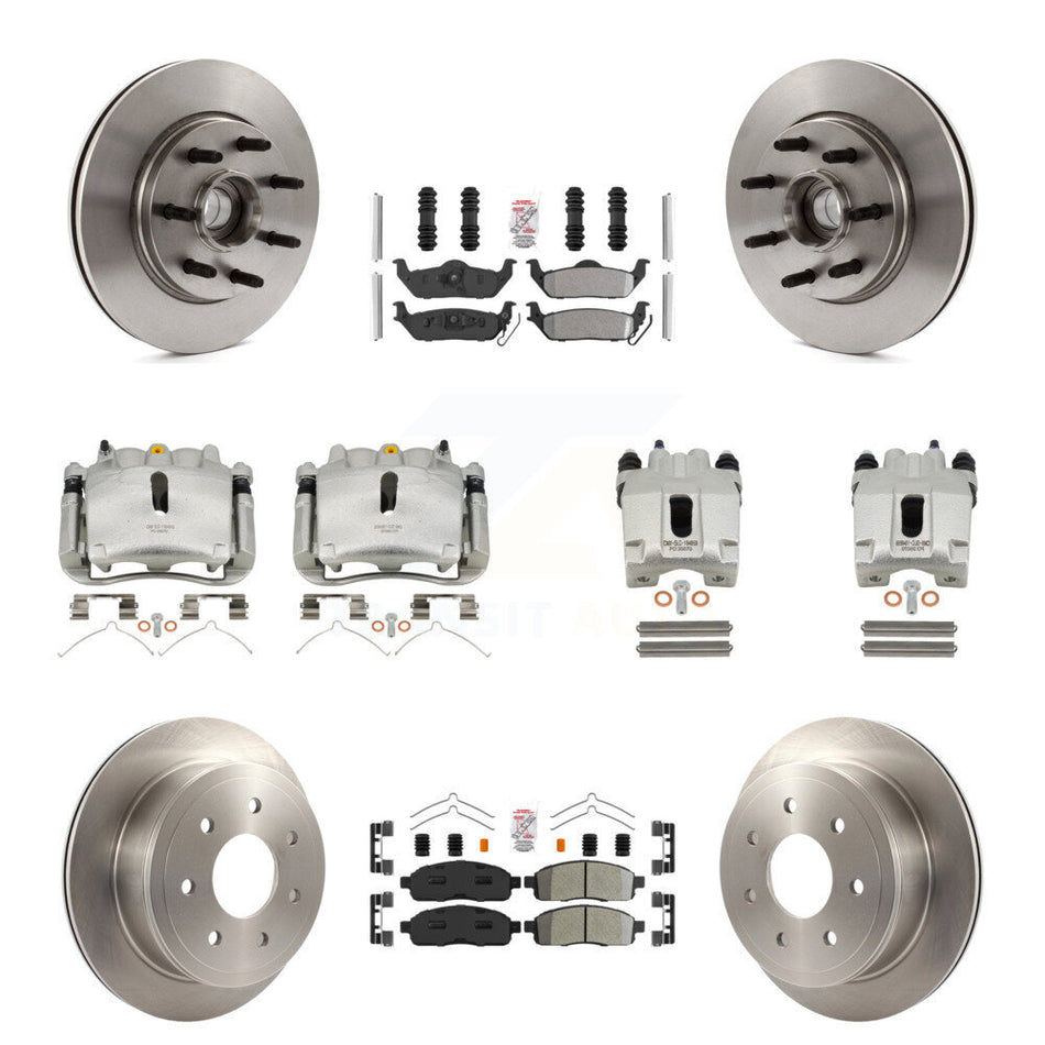 Front Rear Brake Caliper Rotors Semi-Metallic Pad Kit (10Pc) For Ford F-150 Lincoln Mark KC8-103153N