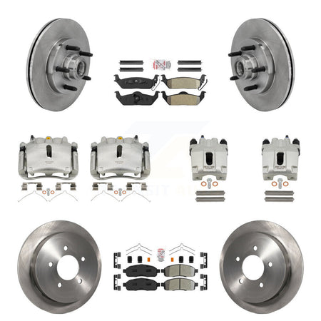 Front Rear Disc Brake Caliper Rotor Semi-Metallic Pad Kit (10Pc) For 2004 Ford F-150 RWD KC8-103155N