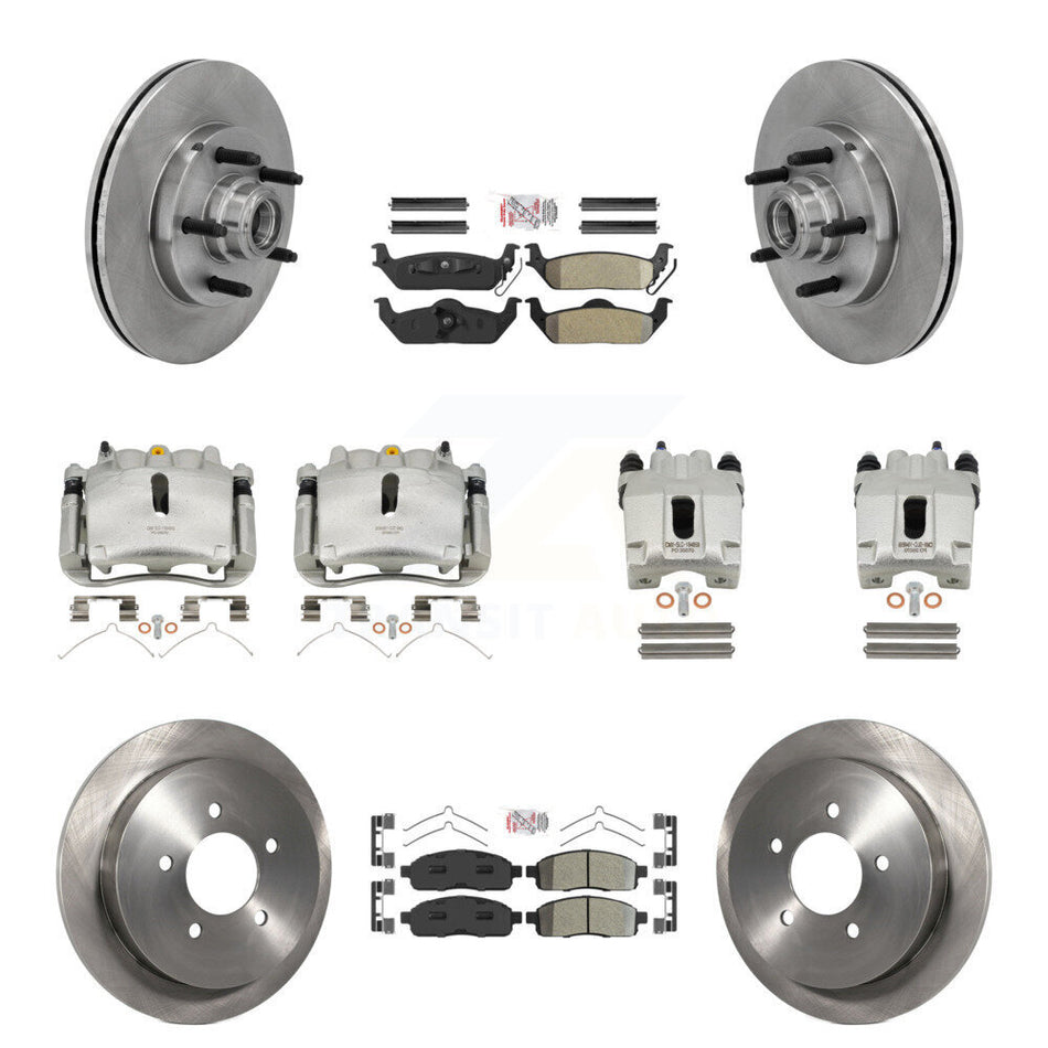 Front Rear Disc Brake Caliper Rotor Semi-Metallic Pad Kit (10Pc) For 2004 Ford F-150 RWD KC8-103156N
