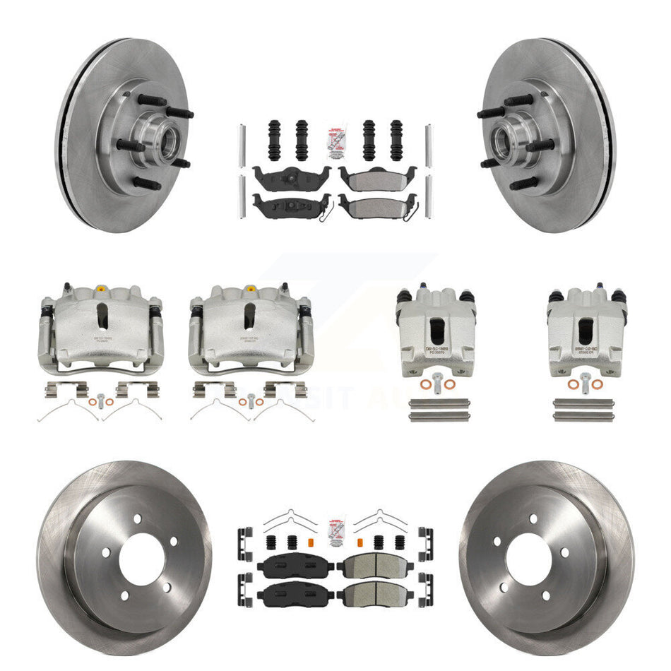 Front Rear Disc Brake Caliper Rotor Semi-Metallic Pad Kit (10Pc) For 2004 Ford F-150 RWD KC8-103157N