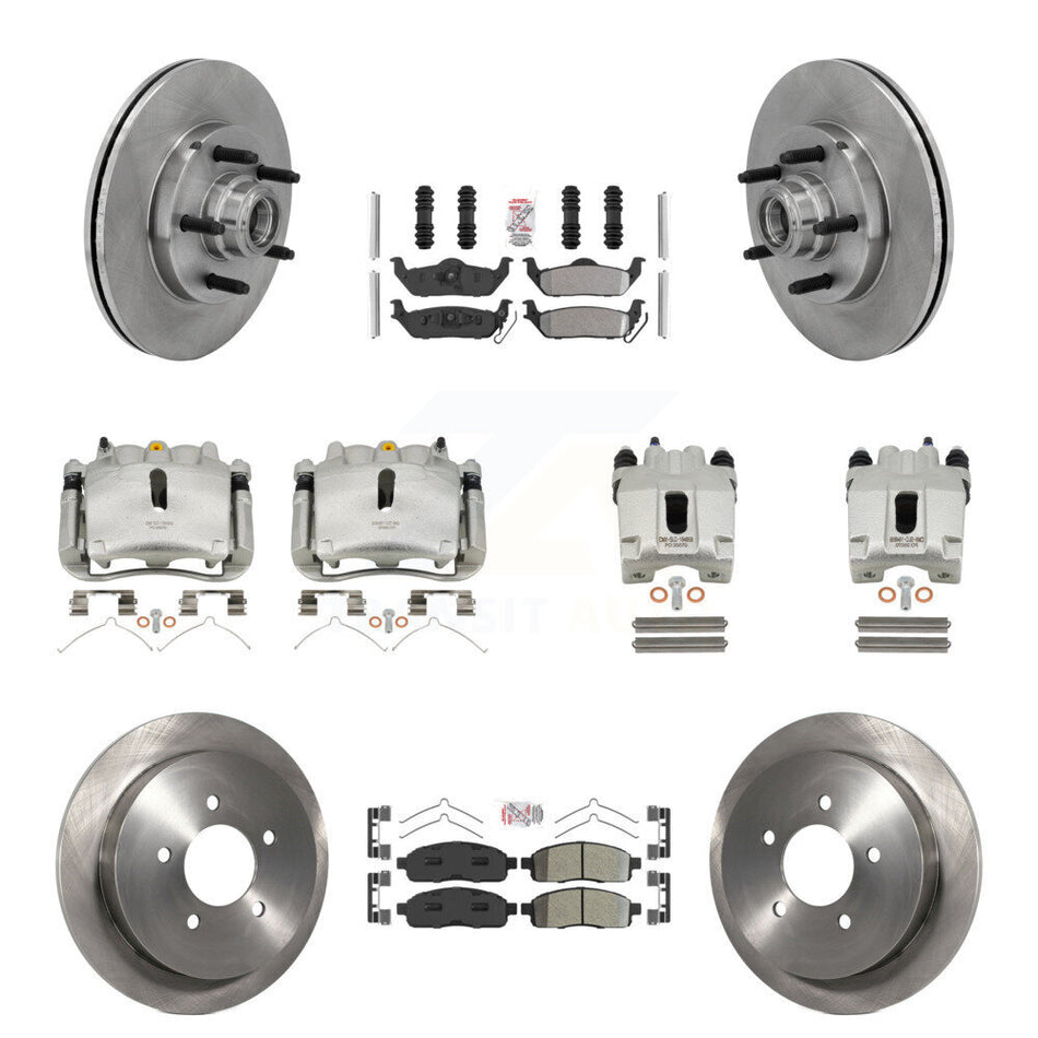 Front Rear Disc Brake Caliper Rotor Semi-Metallic Pad Kit (10Pc) For 2004 Ford F-150 RWD KC8-103158N