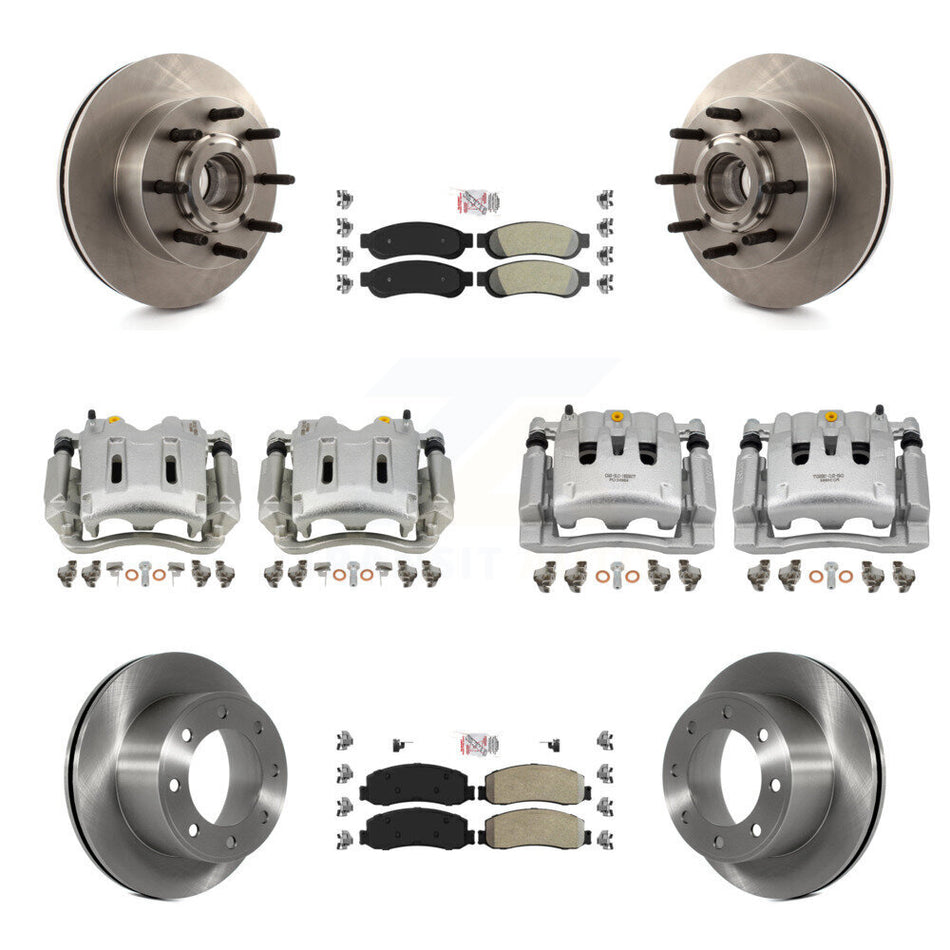 Front Rear Brake Caliper Rotors & Semi-Metallic Pad Kit (10Pc) For Ford F-250 Super Duty KC8-103167N