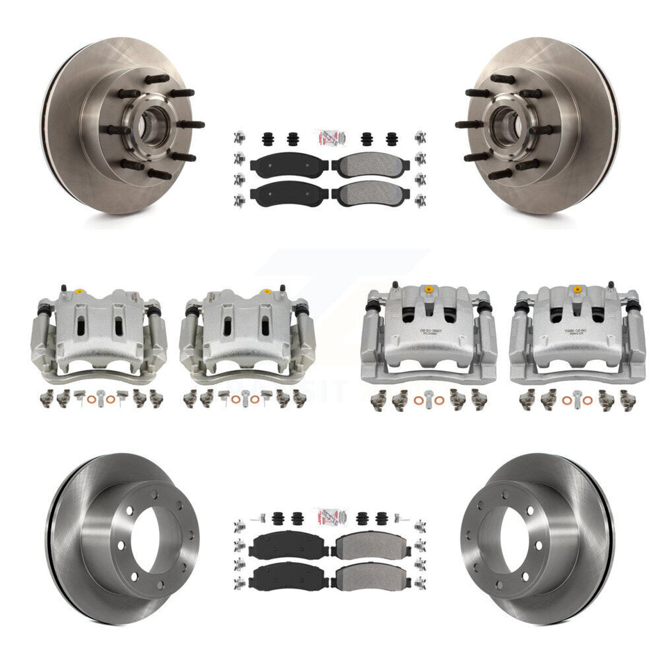Front Rear Brake Caliper Rotors & Semi-Metallic Pad Kit (10Pc) For Ford F-250 Super Duty KC8-103170N
