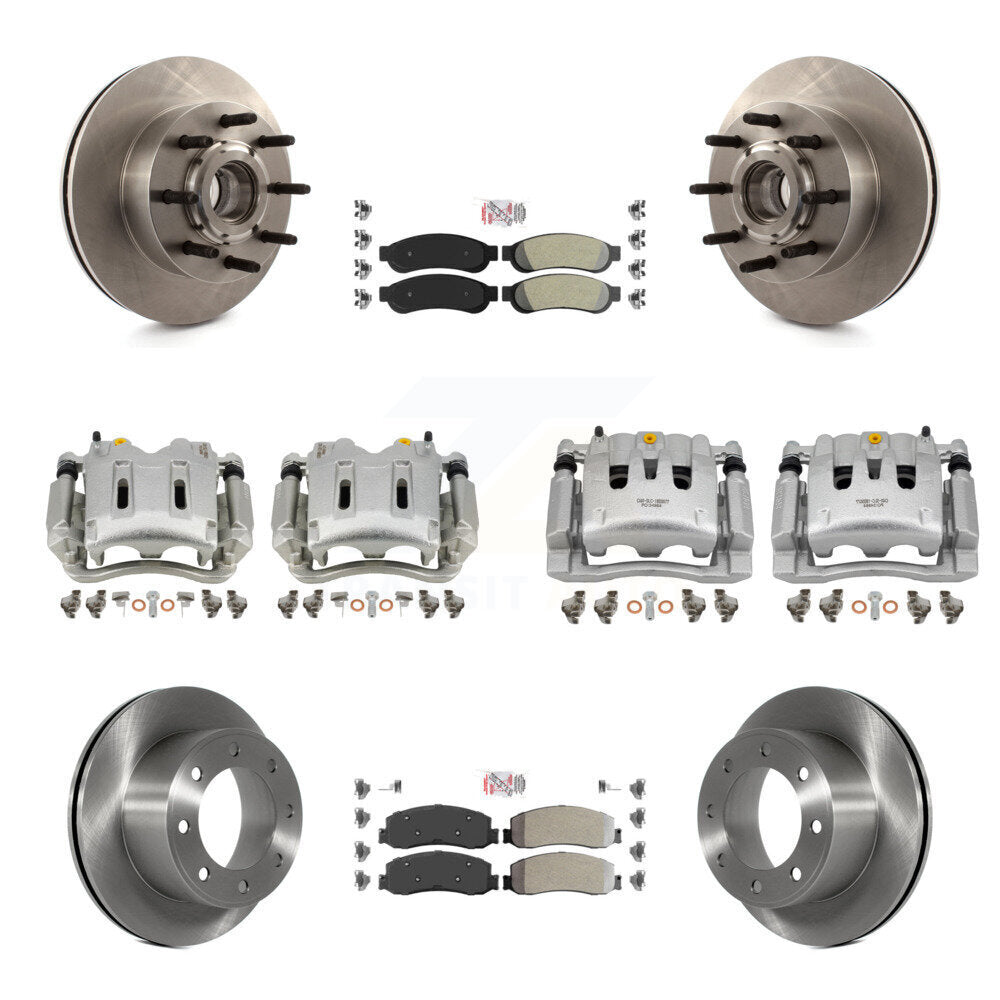 Front Rear Brake Caliper Rotors & Semi-Metallic Pad Kit (10Pc) For Ford F-250 Super Duty KC8-103175N