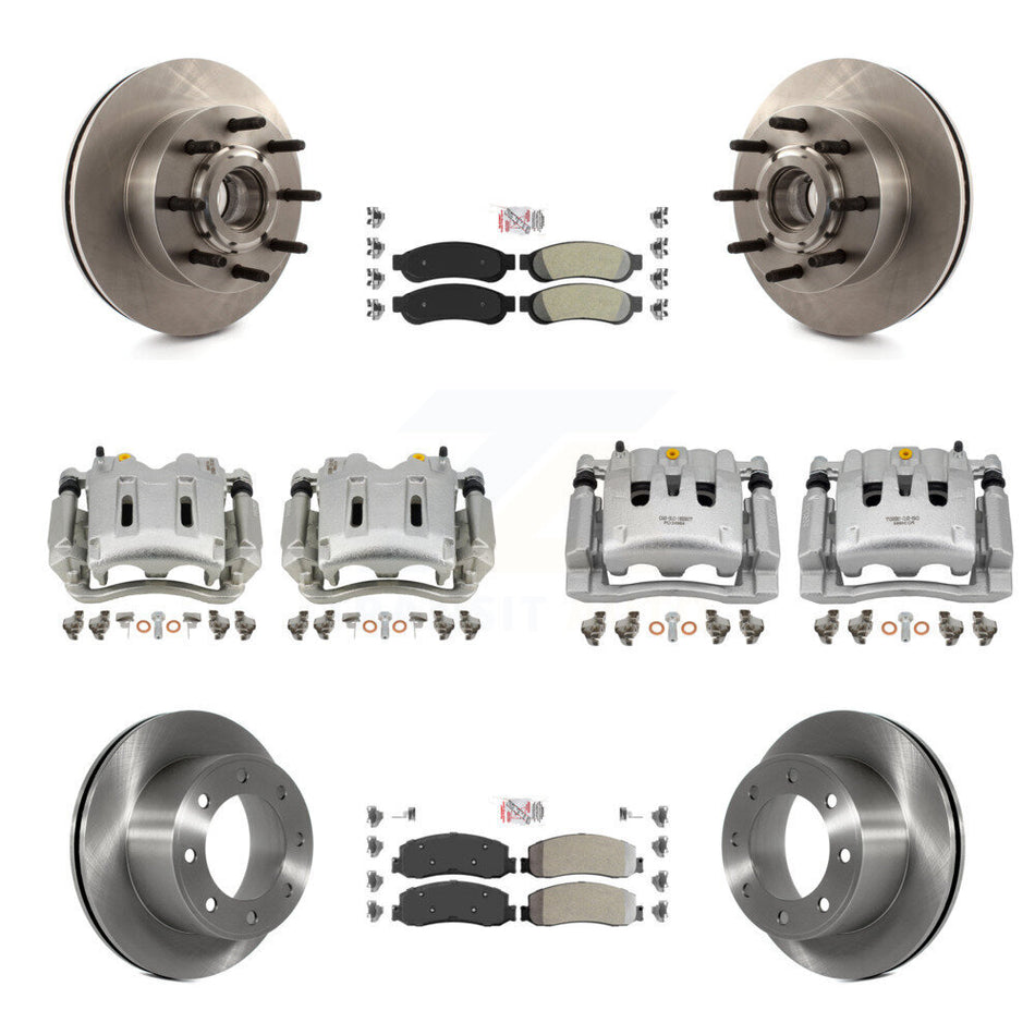 Front Rear Brake Caliper Rotors & Semi-Metallic Pad Kit (10Pc) For Ford F-250 Super Duty KC8-103175N